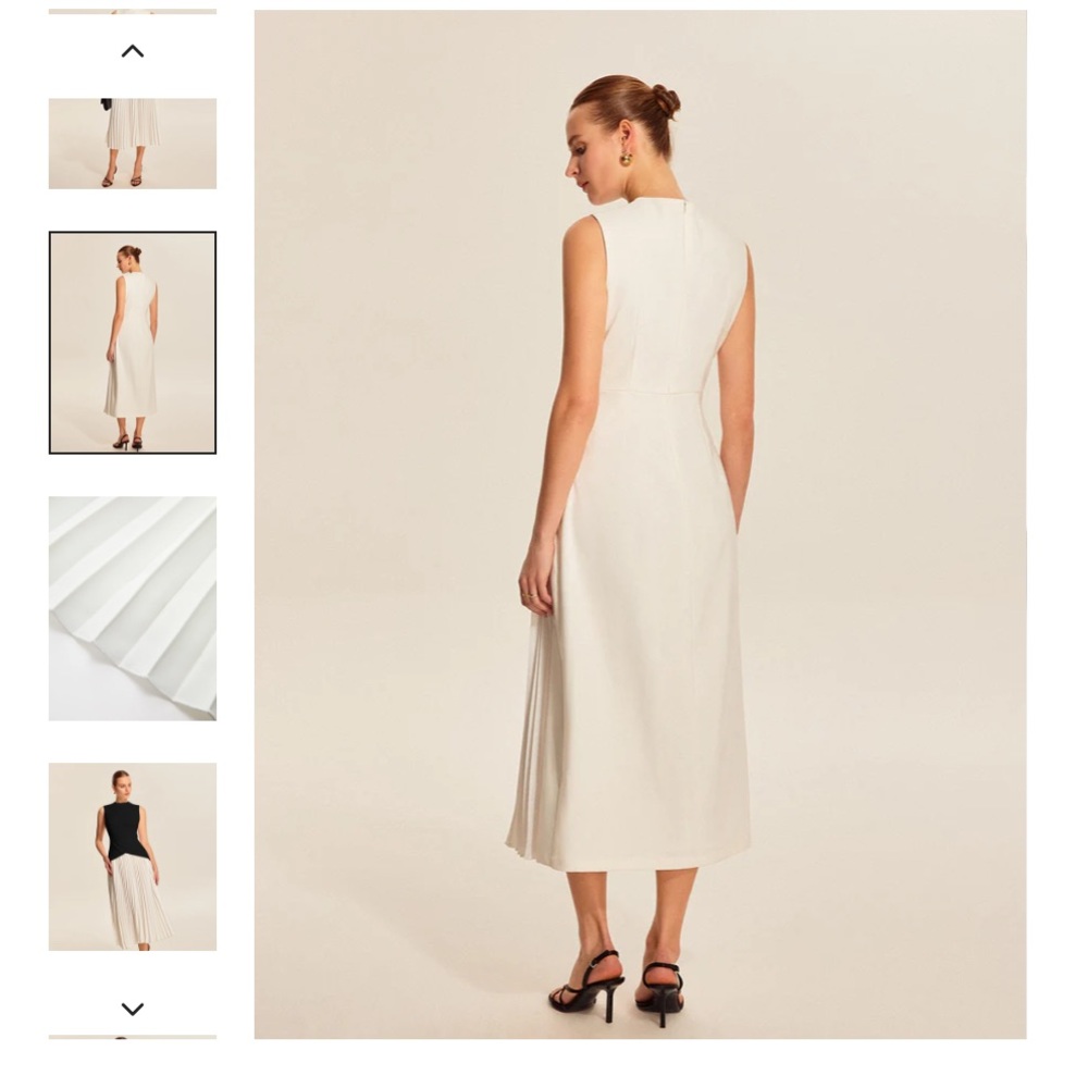 Sleeveless elegant pleated midi dress new with tag office wear - Picture 3 of 6